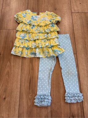 Hartstrings Baby Yellow Floral set with Light Blue Accents